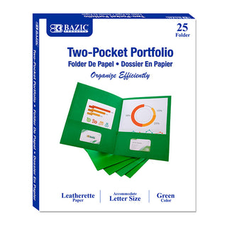 BAZIC Premium Green Color 2-Pocket Portfolio (25/Box)