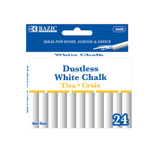 BAZIC Dustless White Chalk (24/Box)