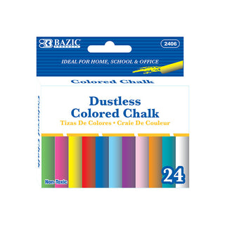 BAZIC Dustless Assorted Color Chalk (24/Box)