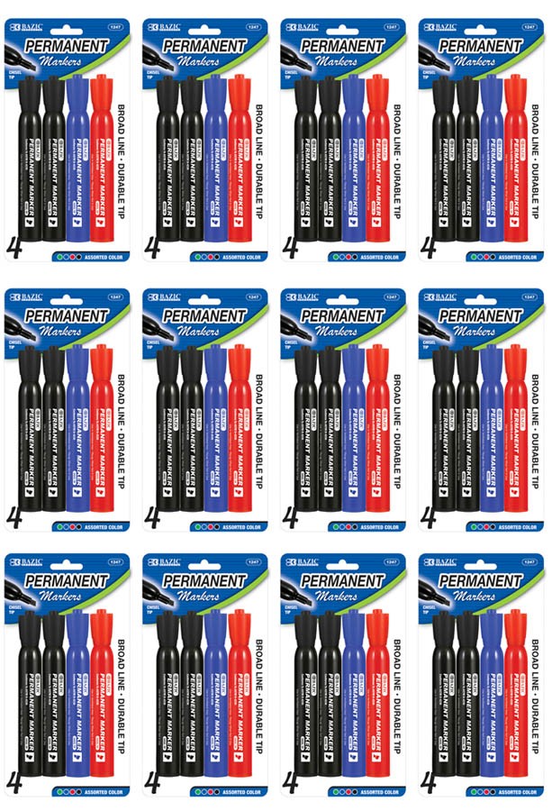 Chisel Tip Permanent Markers (Dozen 4-pack) – CM School Supply