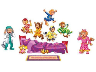 Bilingual Rhymes Flannelboard Set - Five Monkeys Jumping on the Bed