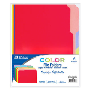 BAZIC 1/3 Cut Letter Size Color File Folder (6/Pack)