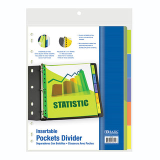 BAZIC Pockets Dividers w/ 5-Insertable Color Tabs