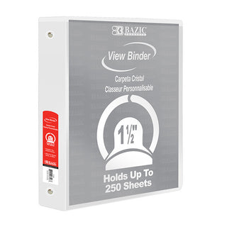 BAZIC 1.5" White 3-Ring View Binder w/ 2-Pockets