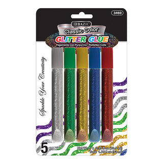 BAZIC 0.35 FL OZ (10.5 mL) 5 Classic Glitter Glue Pen