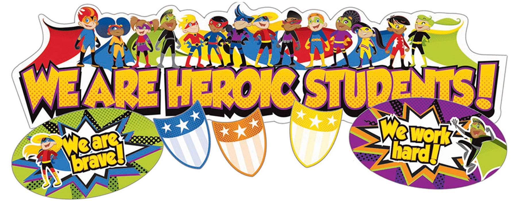 Super Power Heroic Students Mini Bulletin Board Set