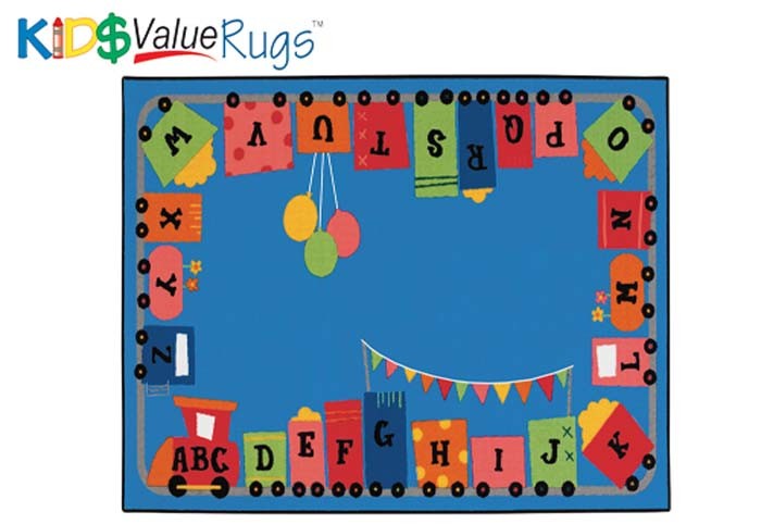 Classroom Train Rug Kid$ Value Rugs™, Alpha Fun Train (3' x 4'6