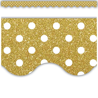 Gold Shimmer Polka Dots Scalloped Border(DISC)