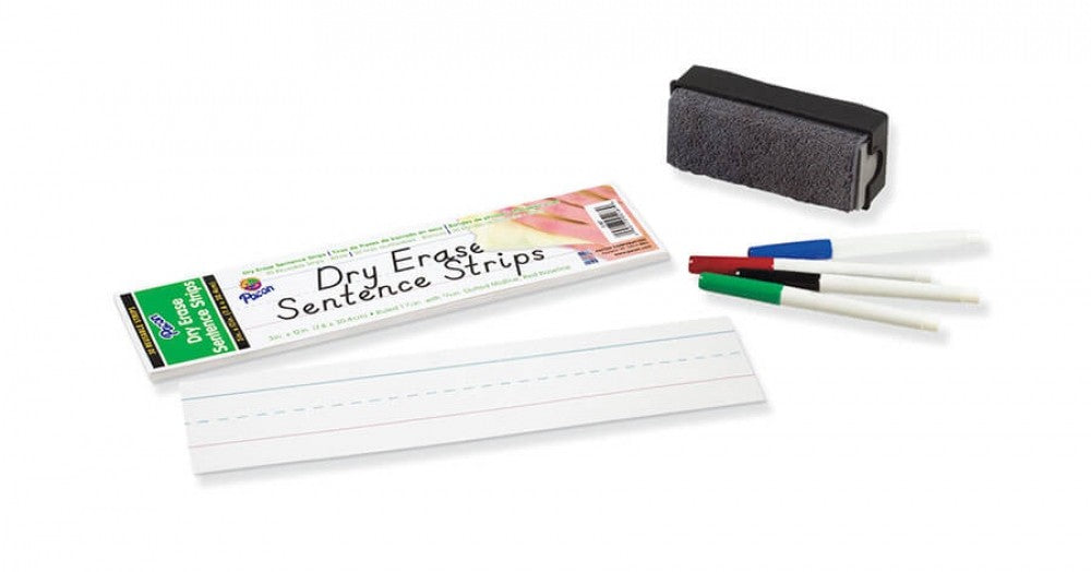 Dry Erase Sentence Strips, White, 3" x 12"