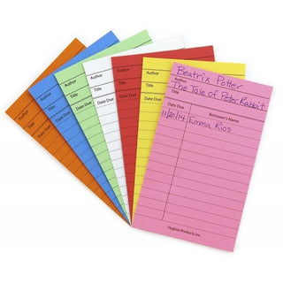 Bright Library Cards, Assorted Colors, 50 count