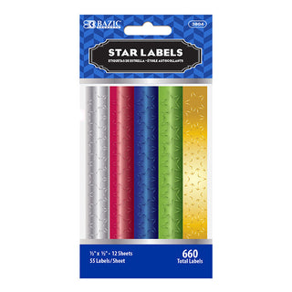 BAZIC Assorted Color Foil Star Label (660/Pack)