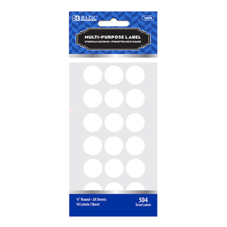 BAZIC White 3/4" Round Label (504/Pack)