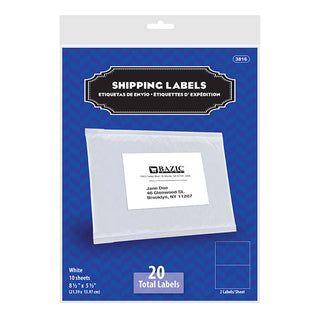BAZIC 8.5" X 5.5" Shipping Labels (20/Pack)