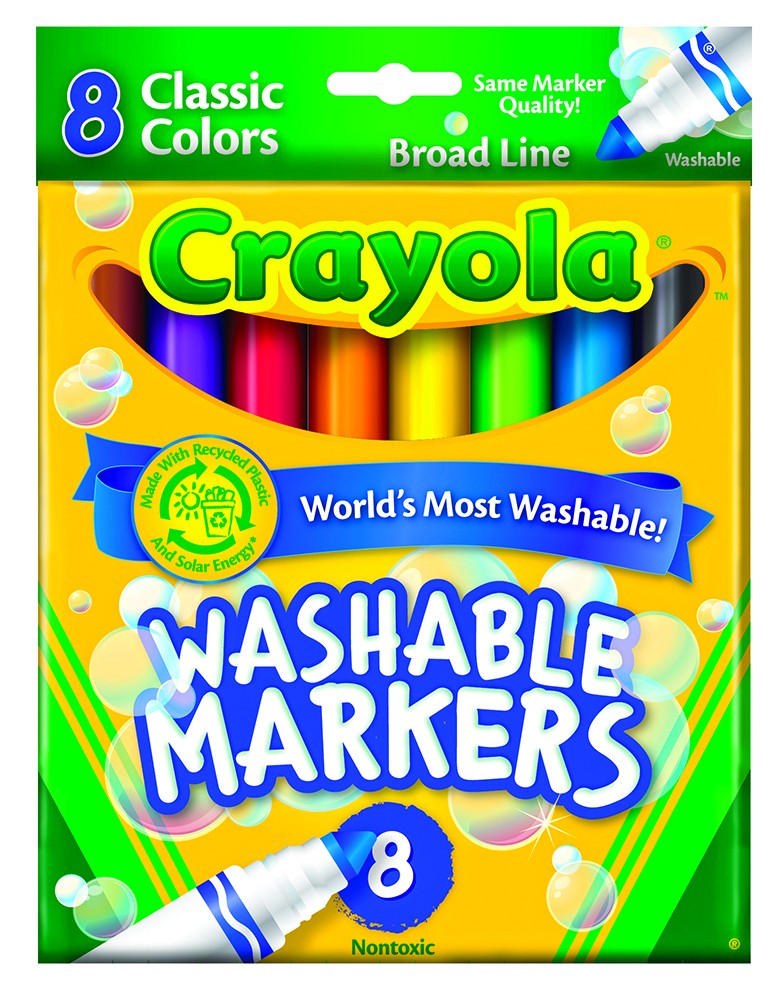 Crayola Washable Formula Markers, Fine Tip, Classic Colors, 8 per Box, 6 Boxes | BIN7809-6