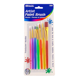 BAZIC Paint Brush w/ Translucent Handle set (7/Pack)