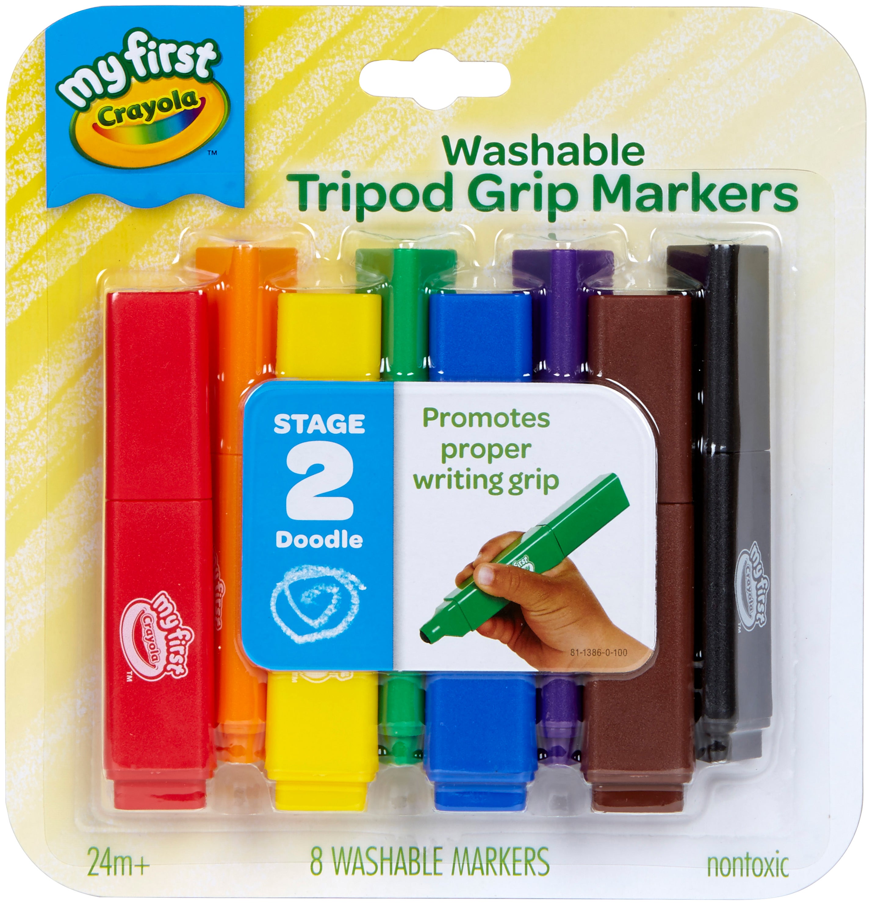 Washable Tripod Grip Crayons, Assorted Colors, 8/Pack - Office Express  Office Products