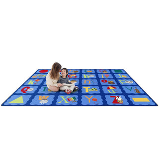 Alphabet Blues 5'4" x 7'8" area rug in color Multi