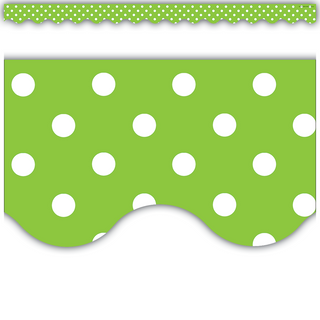 Lime Polka Dots Scalloped Border Trim