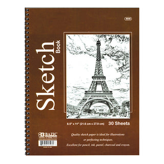BAZIC 30 Ct. 8.5" X 11" Side Bound Spiral Sketch Book