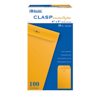 BAZIC 6" X 9" Clasp Envelope (100/Box)