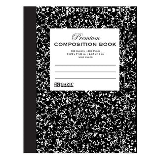 BAZIC W/R 100 Ct. Premium Black Marble Composition Book