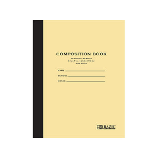BAZIC 20 Ct. 8.5" x 7" Manila Cover Composition Book