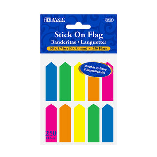 BAZIC 25 Ct. 0.5" X 1.7" Neon Color Arrow Flags (10/Pack)