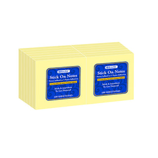 BAZIC 100 Ct. 3" X 3" Yellow Stick On Notes (12/Shrink)