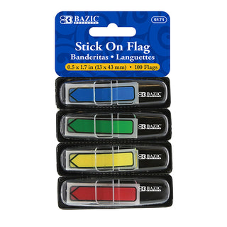 BAZIC 25 Ct. 0.5" x 1.7" Neon Color Printed Arrow Flags w/ Dispenser (4/Pack)