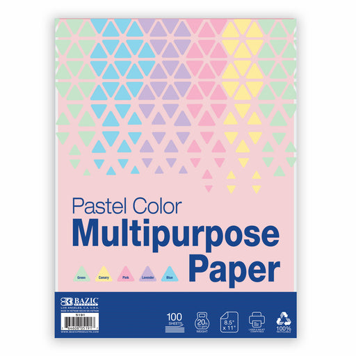 Bazic 100 Ct. Pastel Color Multipurpose Paper