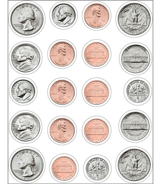 Money, U.S. Coins Shape Stickers Grade PK-5