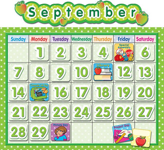 Polka Dot School Calendar Bulletin Board Set