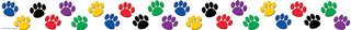 Colorful Paw Prints Straight Border