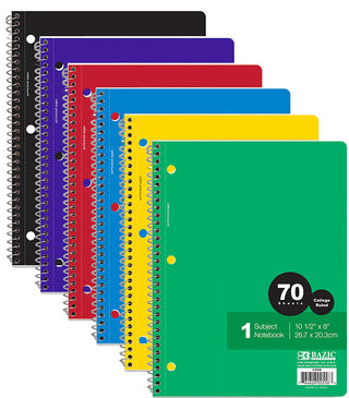 BAZIC C/R 70 Ct. 1-Subject Spiral Notebook