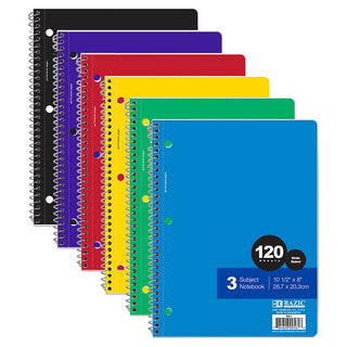 BAZIC W/R 120 Ct. 3-Subject Spiral Notebook