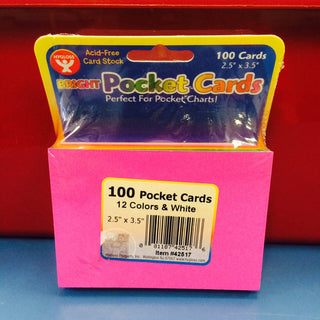 Assorted Color Pocket Cards -  2.5" x 3.5"
