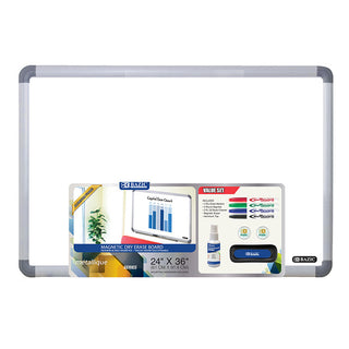 BAZIC 24" x 36" Aluminum Frame Magnetic Dry Erase Board Value Pack