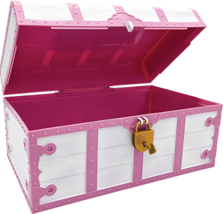 Pink and White Treasure Chest with Lock and Key