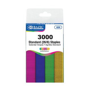 BAZIC 3000 Ct. Standard (26/6) Metallic Color Staples