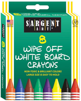 Sargent Art 8-Count Regular Wipe-Off White Board Crayons, Peggable