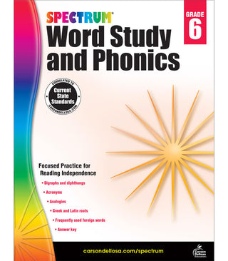 Spectrum Word Study and Phonics Workbook Grade 6 Paperback