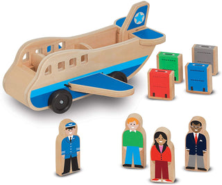 Melissa & Doug Wooden Plane Play Set With 4 Play Figures and 4 Suitcases