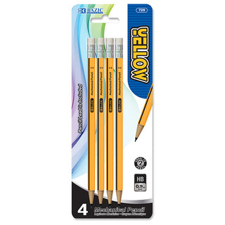 BAZIC Yellow 0.9 mm Mechanical Pencil (4/Pack)