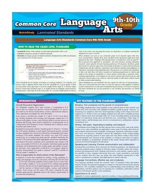 QuickStudy: Common Core State Standards Language Arts (9th and 10th grade)