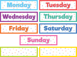 Colorful Magnetic Days of the Week