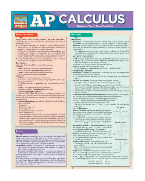 QuickStudy® AP Calculus Laminated Study Guide – CM School Supply