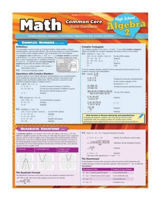 QuickStudy: Math Common Core High School Algebra 2