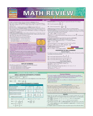 QuickStudy® Math Review-Terminology and Common Mistakes Laminated Study Guide