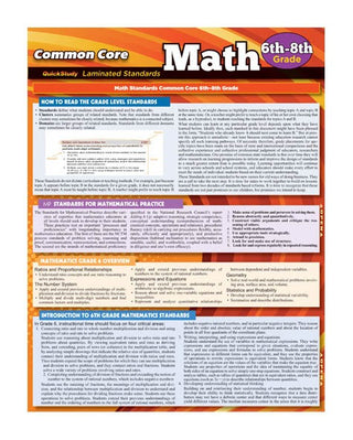 QuickStudy: Math Common Core (6th to 8th grade)
