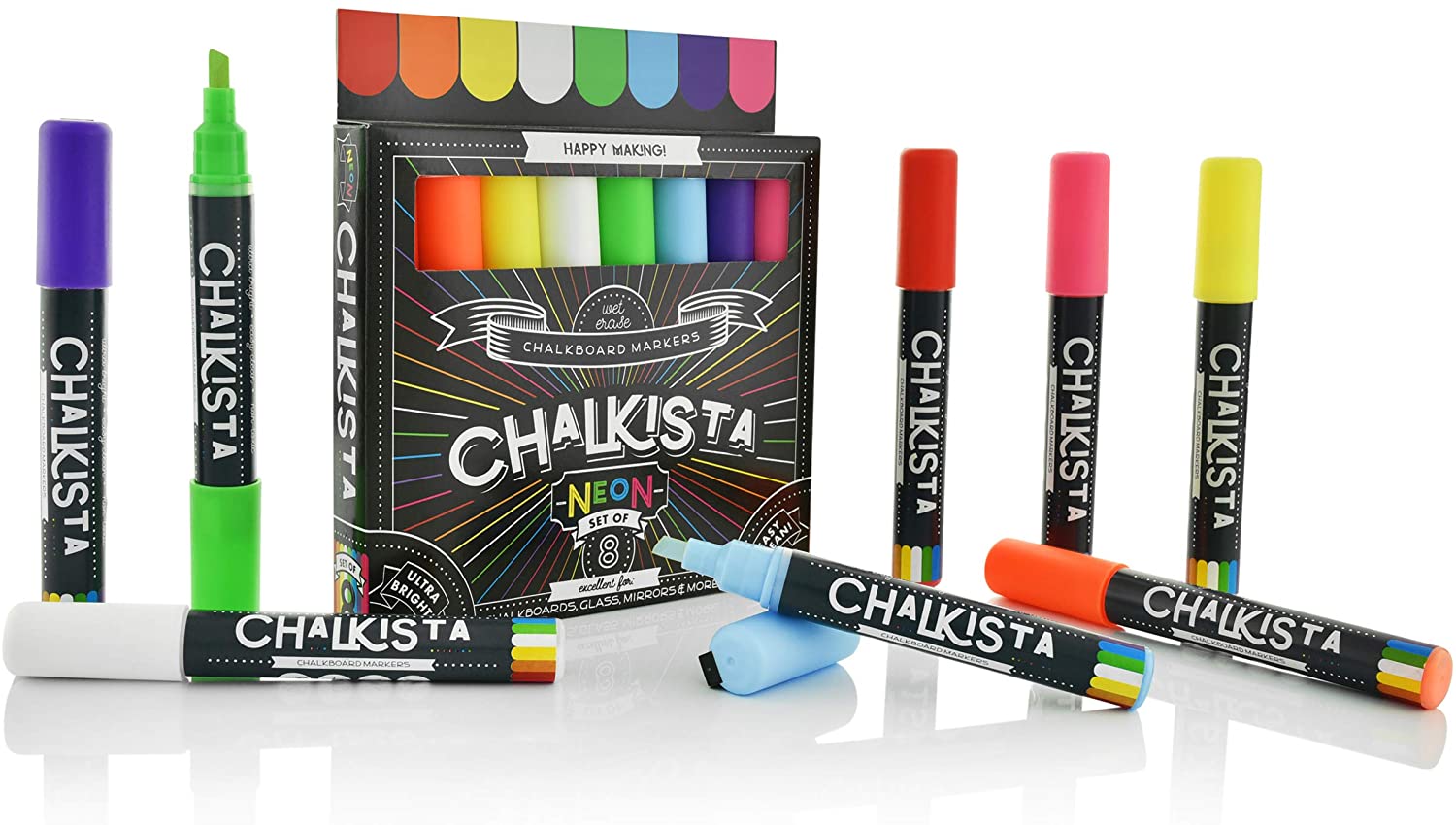 20 Pcs White Chalk Chalkboard Markers Erasable Non- Toxic Chalk School  Chalk Art Play Chalk